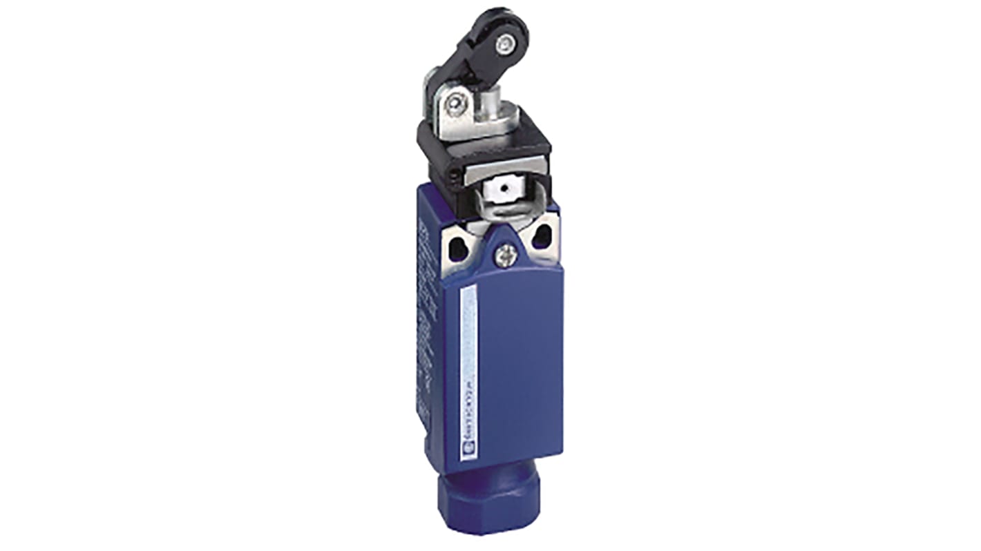 Interruttore di fine corsa Telemecanique Sensors XCPR2121P20 con leva e pulsante, grado di protezione IP66/IP67, dimensioni 31mm x 39.5mm x 65mm.