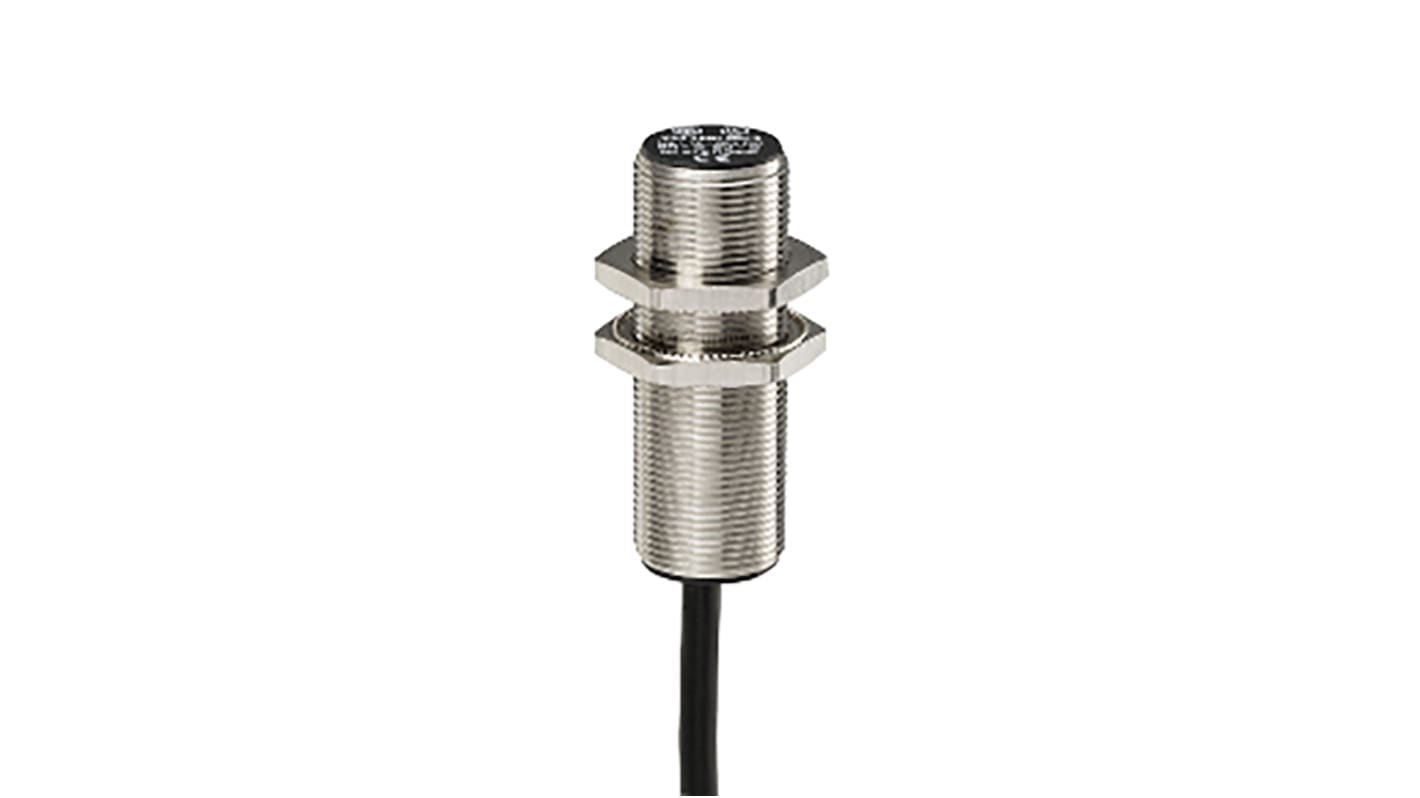 Sensore di prossimità cilindrico NPN Telemecanique Sensors XS518BLNAL2, M18, 5 mm, IP68/IP69K, cavo 2 m, montaggio a filo.