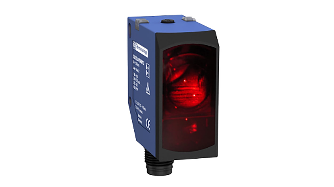 Sensore fotoelettrico compatto Telemecanique Sensors XUK5LAPSMM12, rilevamento fino a 1,2 m, uscita PNP, grado di protezione IP67/IP69K.