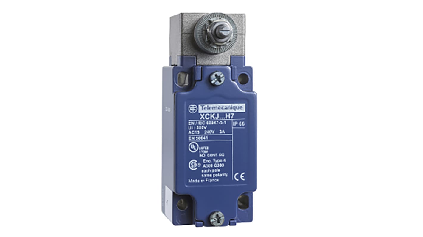 Interruttore di fine corsa Telemecanique Sensors ZCKJ404H29, testa rotante, 2NA 2NC, IP66, montaggio verticale, dimensioni 43mm x 60mm x 109mm.