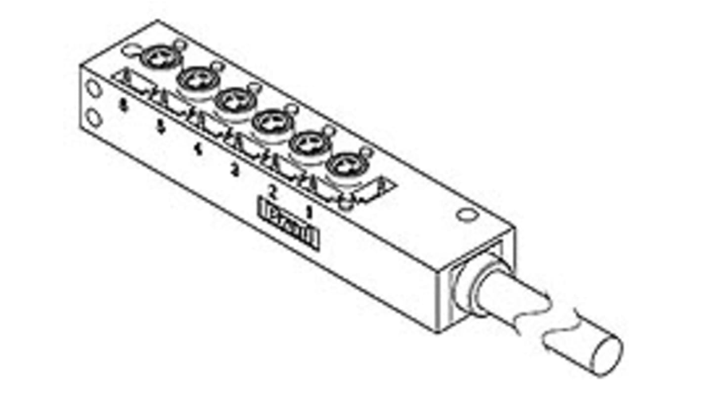 Scatola sensore Molex 1202470041, 6 porte M8, LED PNP, cavo WSOR 10m - Ideale per applicazioni industriali automatizzate.