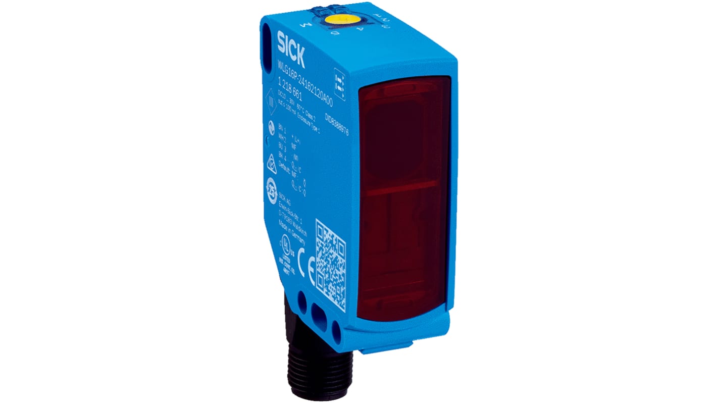 Sensore fotoelettrico rettangolare polarizzato Sick WLG16P-24162120A00, rilevamento fino a 5 m, uscita NPN/PNP, grado di protezione IP66/IP67.