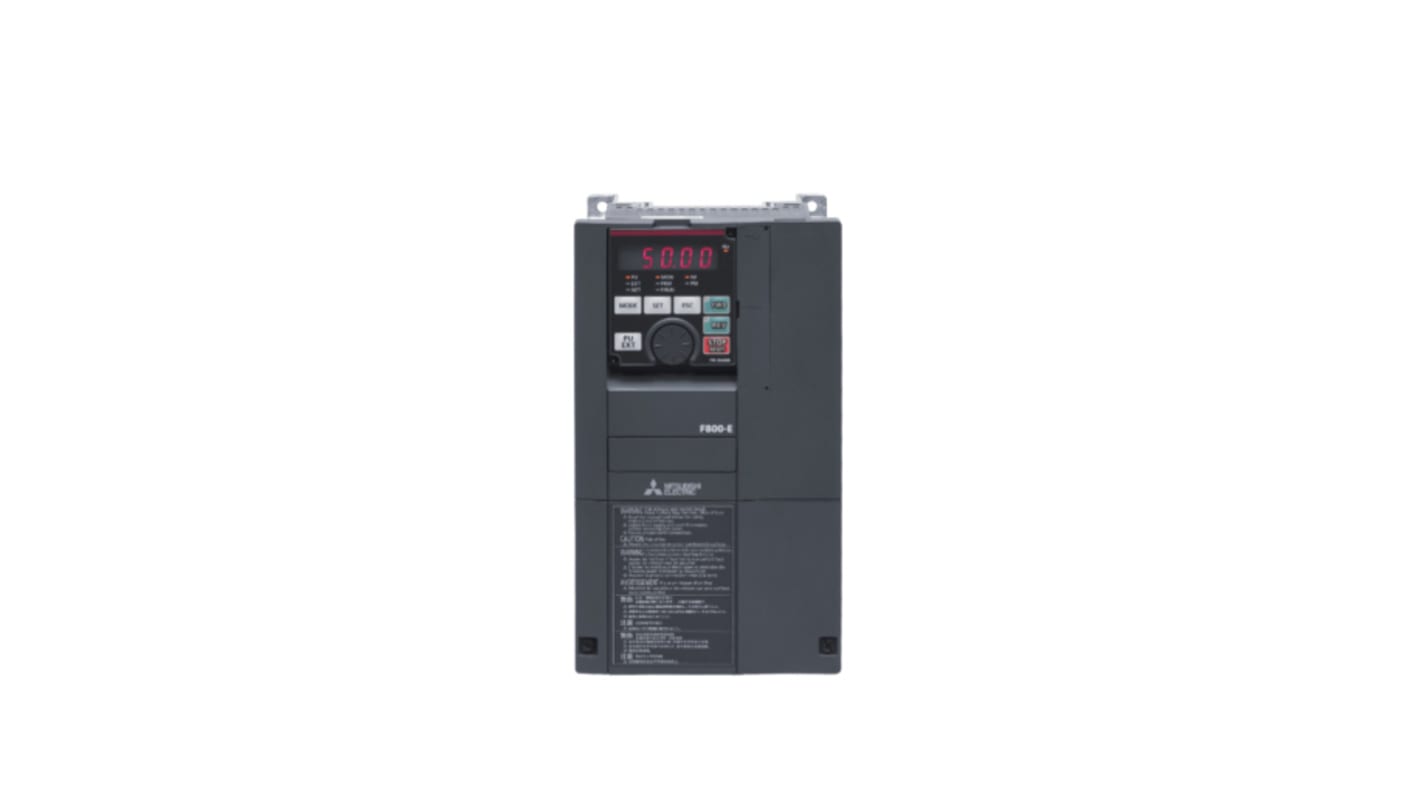 Inverter Mitsubishi Electric FR-F840-00083-E2-60, 3 fasi, 3,7 kW, montaggio a parete, interfaccia Ethernet, grado di protezione IP20.