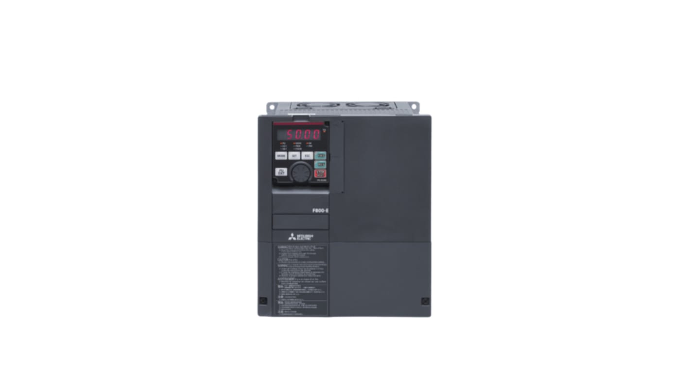 Mitsubishi Electric FR-F840-00170-E2-60, inverter 3 fasi 7,5 kW, montaggio a parete, dimensioni 220x260x170 mm, interfaccia Ethernet.