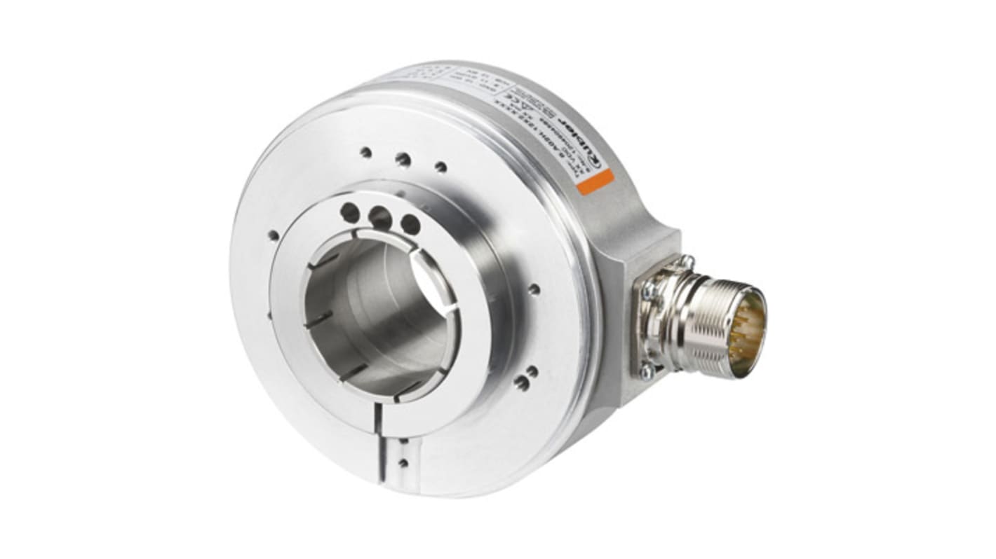 Kübler 8.A02H.5231.1024, encoder rotativo Heavy Duty, 1024 impulsi, IP65, montaggio flangia, dimensioni 100 mm x 129.8 mm x 50 mm.