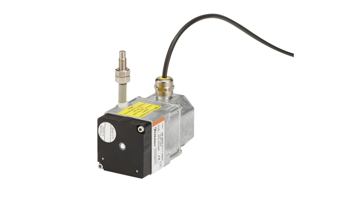 Encoder rotativo Kübler D5.3502.A111.0000, uscita analogica, compatto, IP65, alimentazione 15-28 V cc, dimensioni 84x55x40 mm.