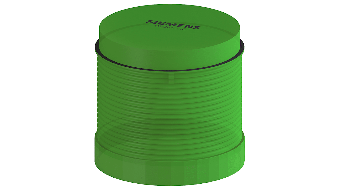 Elemento luminoso lampeggiante verde Siemens 8WD4420-5AC, LED integrato, IP65, 24 V, diametro 70 mm, altezza 65.5 mm.