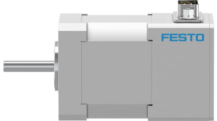 Motore passo-passo ibrido Festo EMMS-ST-42-S-S-G2, angolo di passo 1.8°, coppia 0,5 Nm, dimensioni 66x24 mm. Grado di protezione IP54.