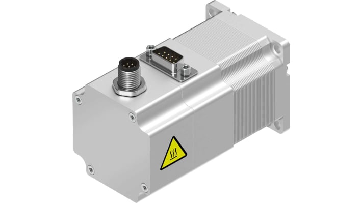 Motore passo-passo ibrido Festo EMMS-ST-57-S-SE-G2, coppia 0.8 Nm, angolo di passo 1.8°, tensione 48 V, IP54.