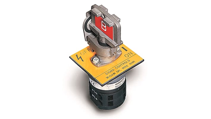 Interruttore di interblocco di sicurezza Allen Bradley Guardmaster 440T-MRPSE110C, corpo in acciaio inox, montaggio su pannello, dimensioni 64x64x110 mm.