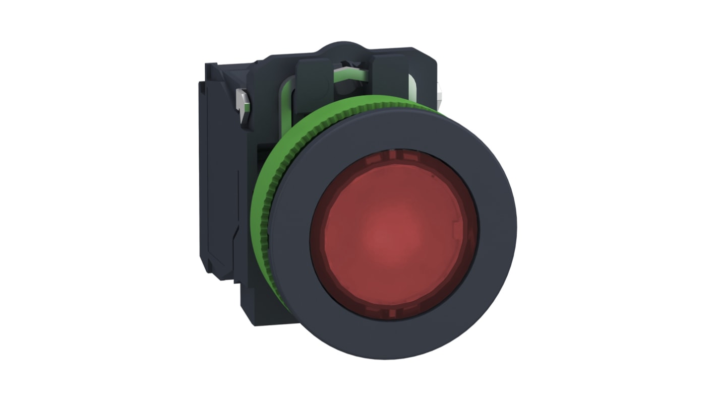 Pulsante luminoso Schneider Electric XB5FW34M5, montaggio a pannello, SPDT, rosso, diametro foratura 30 mm, resistente a vibrazioni.