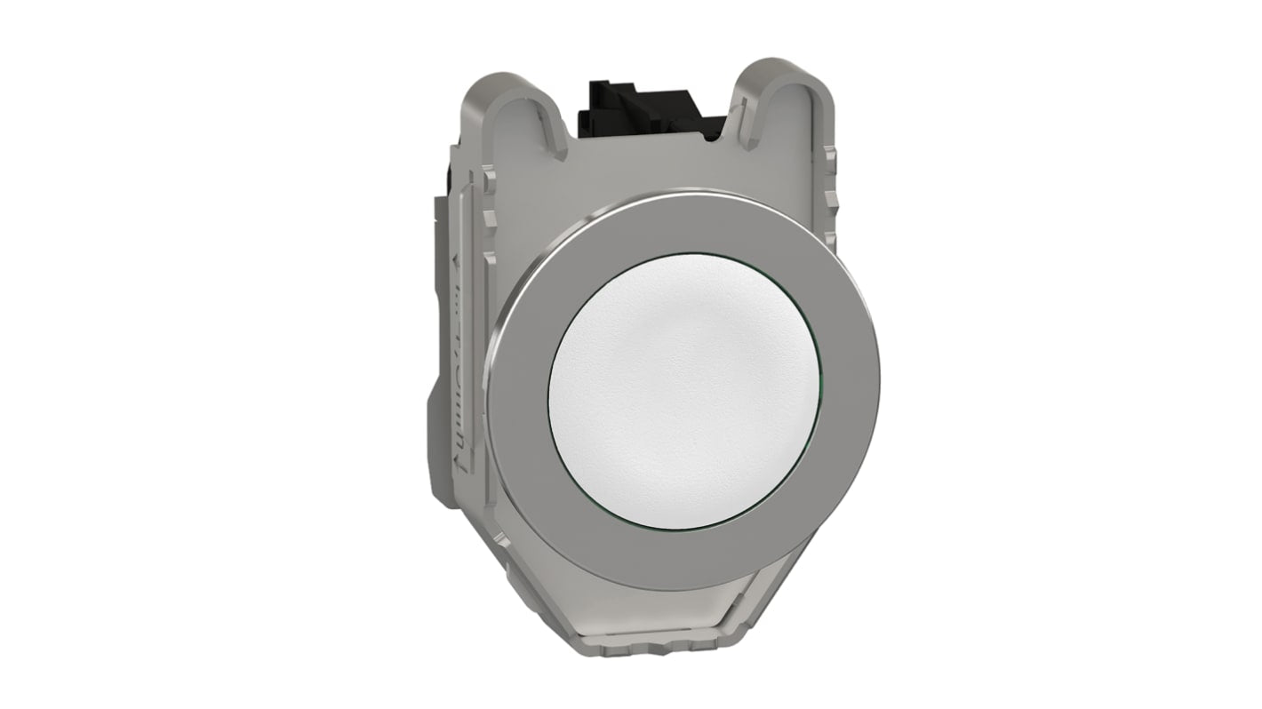 Pulsante SPST Schneider Electric XB4FA11, montaggio a pannello, diametro 30 mm, corpo e pulsante metallici, 1NO, 600V.