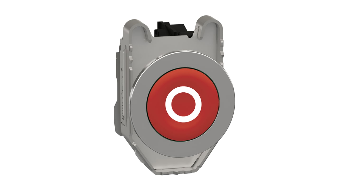 Pulsante SPST rosso Schneider Electric XB4FA4322, montaggio a pannello, diametro foratura 30mm, resistenza alle vibrazioni.