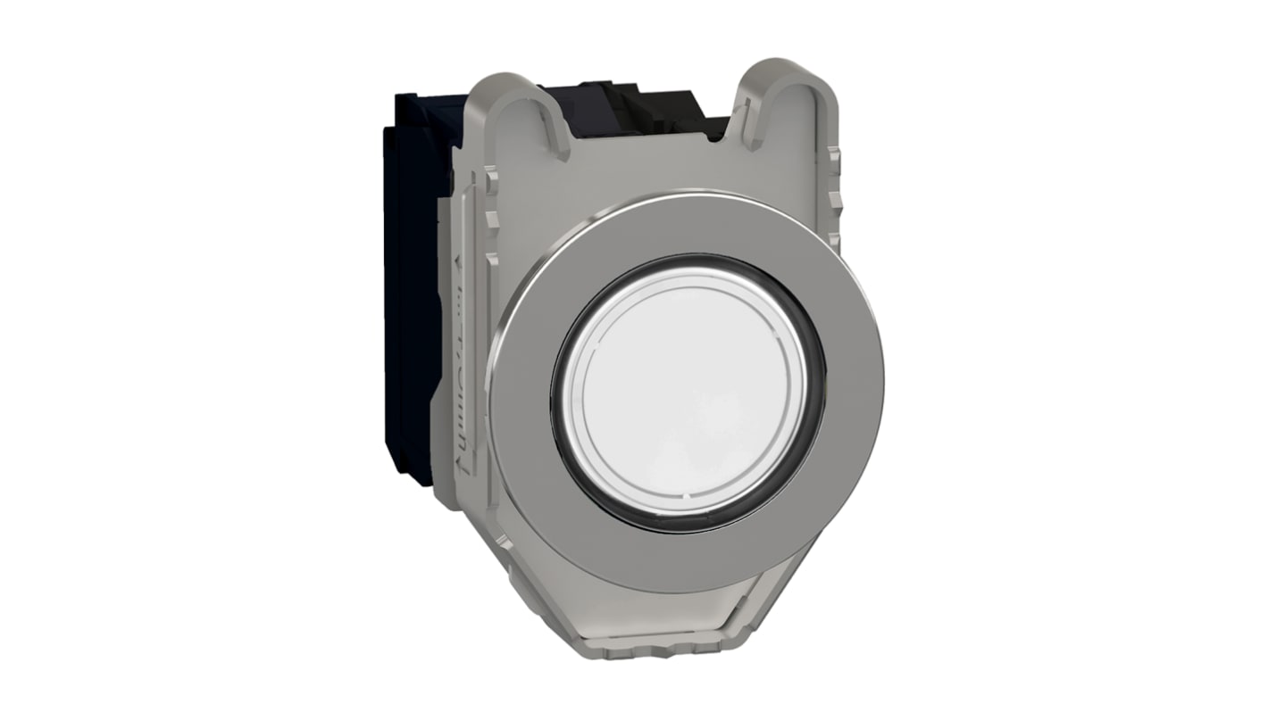 Pulsante SPDT luminoso Schneider Electric, montaggio a pannello, diametro 30 mm, colore bianco, resistenza alle vibrazioni.