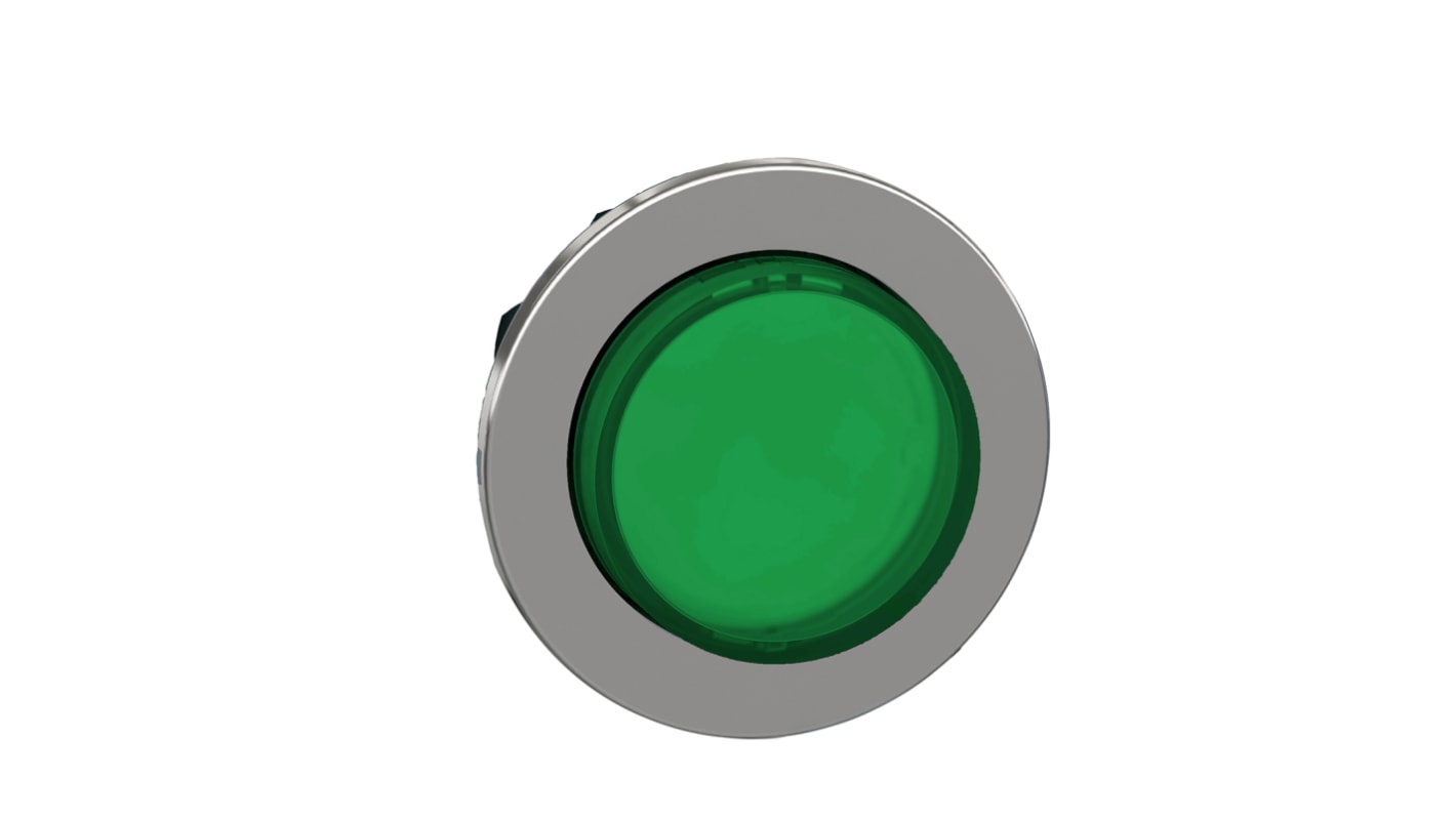Lente per spia Schneider Electric ZB4FW133, illuminazione verde, design modulare, montaggio a filo, resistente a vibrazioni.