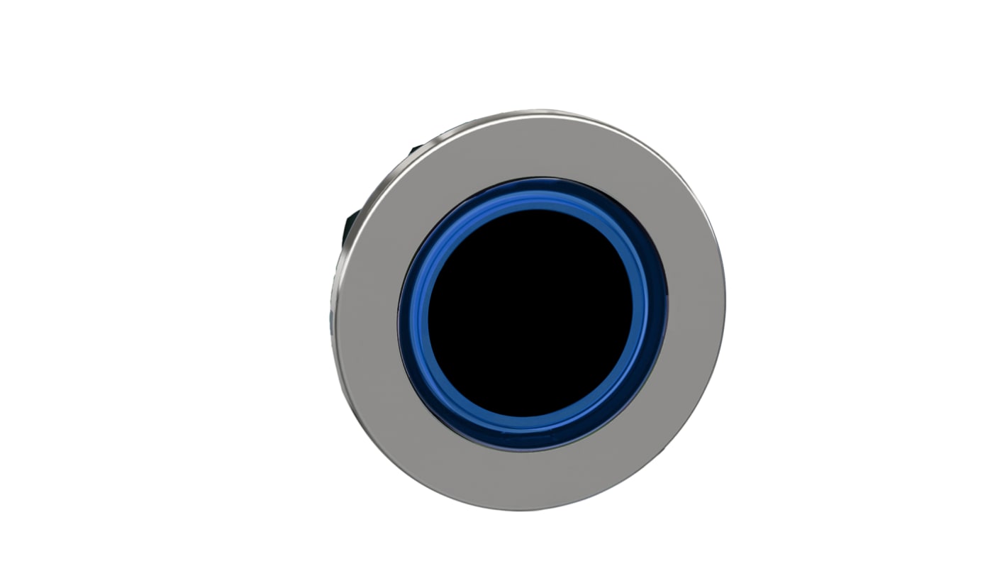 Lente rotonda blu Schneider Electric ZB4FW963, resistente a vibrazioni, per ambienti estremi, con diverse opzioni di collegamento.