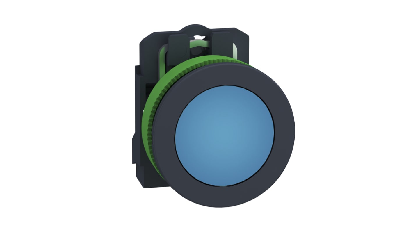 Lente blu per spia LED Schneider Electric, montaggio a filo, diametro foro 30mm, tensione 100-132V AC, serie Harmony XB5.