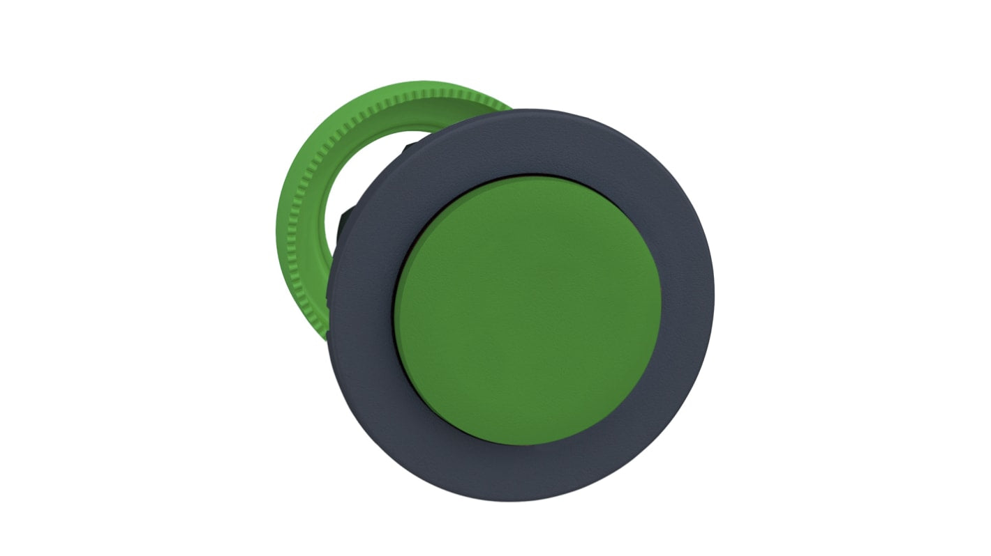 Attuatore pulsante mantenuto ZB5FH3 di Schneider Electric, verde, diametro foro 30 mm, protezione IP66/IP67/IP69K, robustezza chimica.