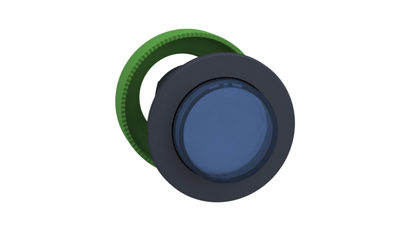 Attuatore pulsante instabile ZB5 di Schneider Electric, blu, diametro foro 30 mm, protezione IP66/IP67/IP69K, per ambienti estremi.