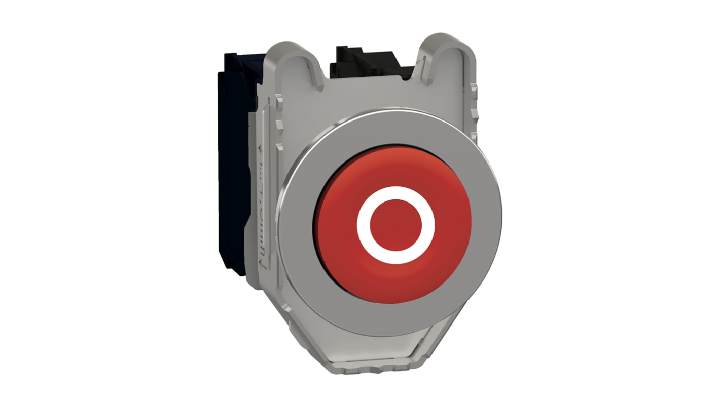 Pulsante Schneider Electric XB4FL4325, rotondo rosso in metallo, montaggio a pannello, 30 mm, 1NO 1NC, resistenza a vibrazioni.
