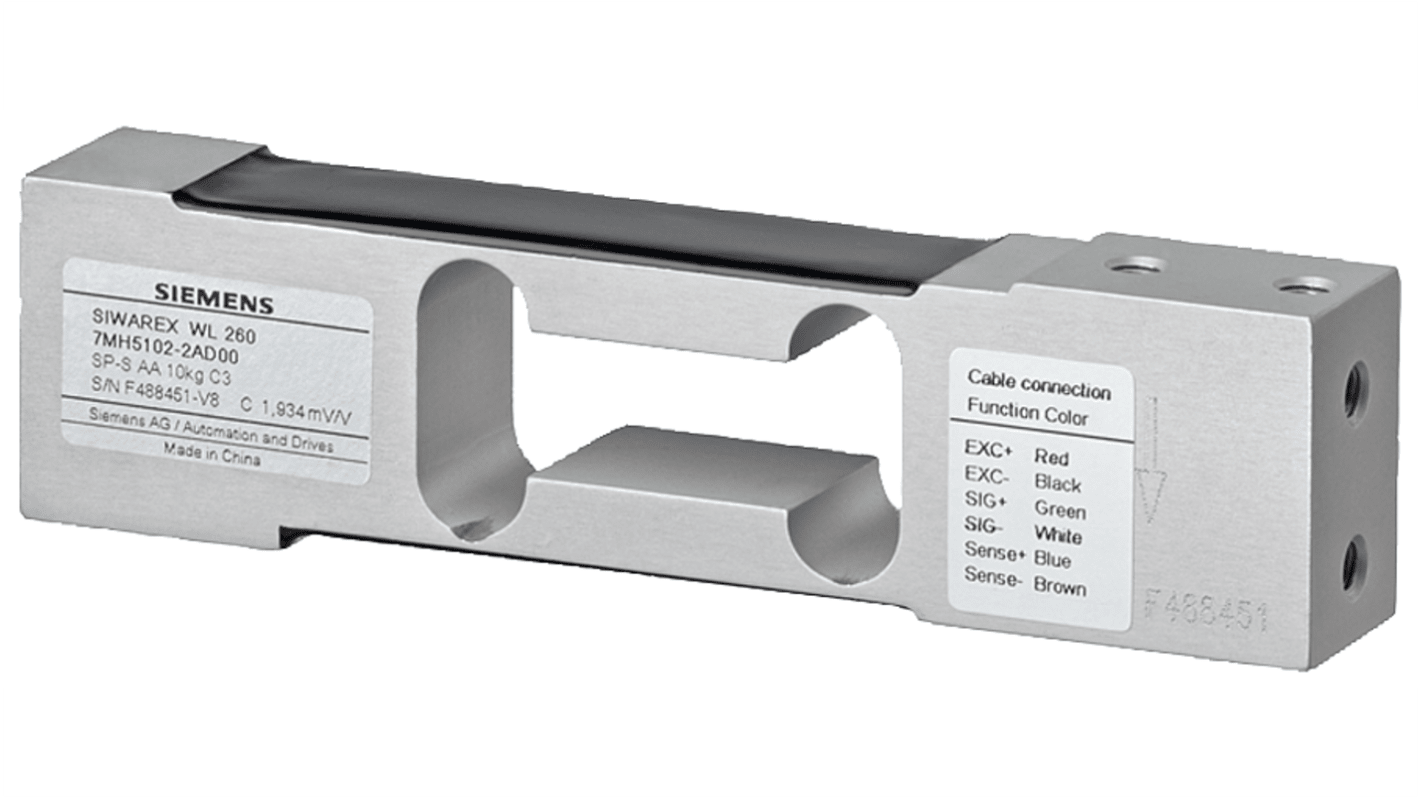 Cella di carico Siemens 7MH5102-2AD00 per compressione, 10 kg, design a punto singolo, IP65, 25 x 40 x 150 mm.