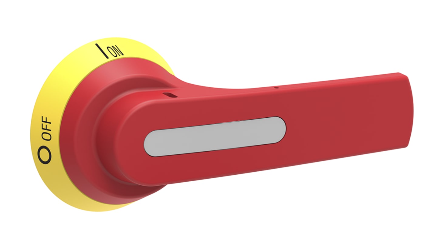 Manopola rotante Lovato GLX61 per GL160-315A, colore rosso/giallo, lunghezza 125mm, compatibile con serraggio a lucchetto.