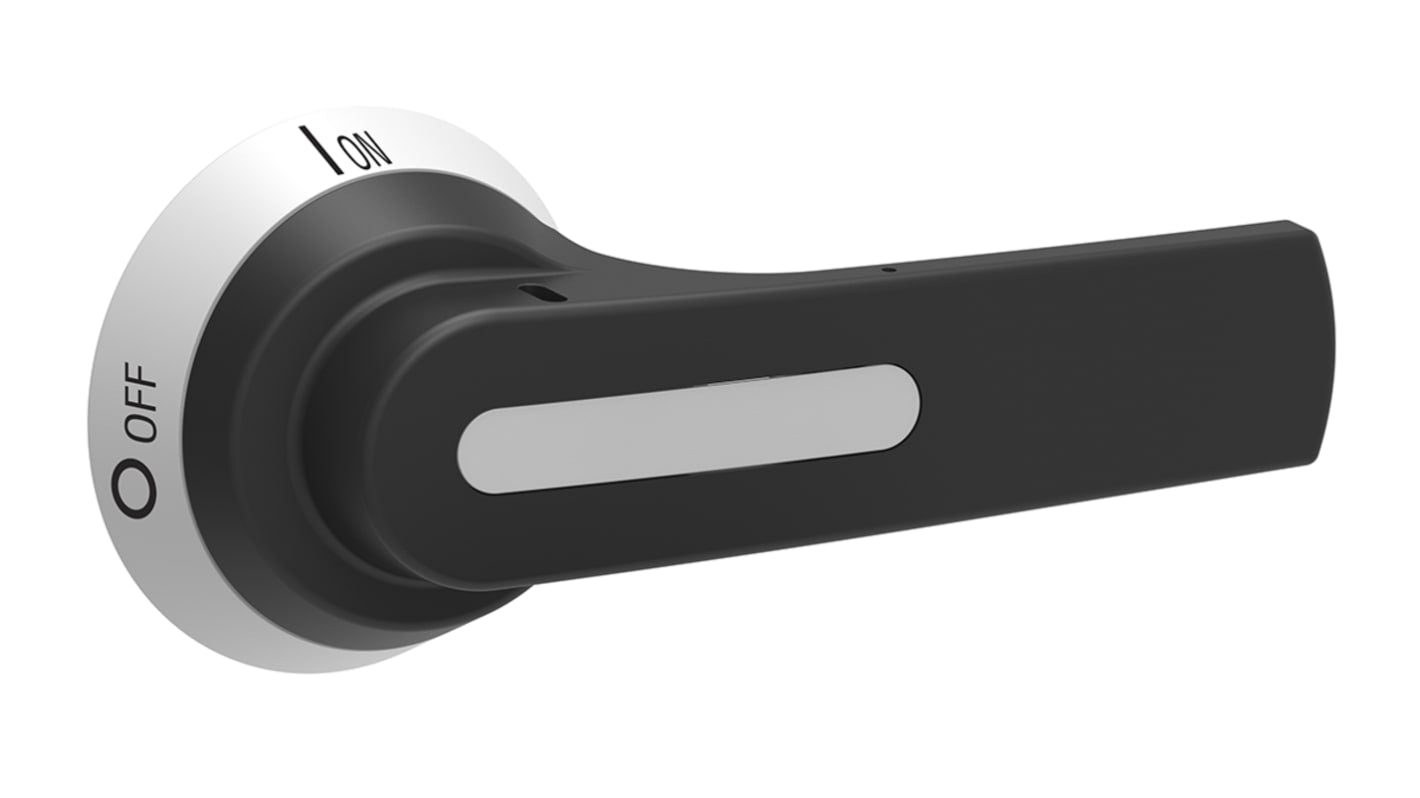 Manopola rotante Lovato GLX61B per sezionatori GL160-315A, montaggio a scatto, colore nero, lunghezza 125 mm. Compatibile con 1-3 lucchetti.