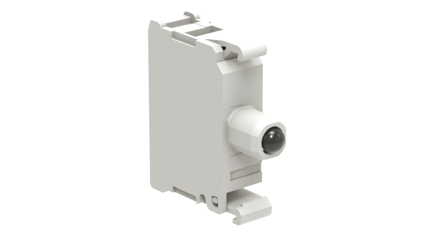 Lovato LPXLPE5, blocco luminoso LED giallo, tensione 85-140 V, montaggio versatile, durata 100.000 ore, protezione da vibrazioni.