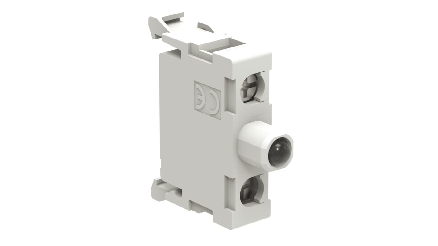 Lovato LPXLPBM6, modulo contatti luminoso LED blu, tensione 185-265 V, montaggio versatile, durata 100.000 ore.