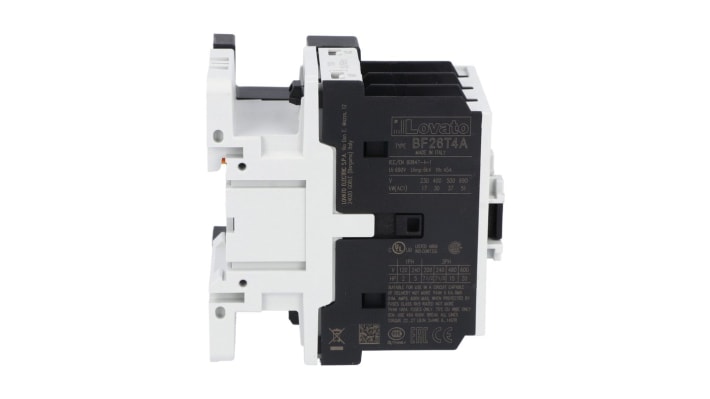 Contattore Lovato BF26T4A230, 4 poli, 45 A, 13 kW, montaggio su guida DIN, dimensioni 90x61x90 mm, tensione bobina 230 V c.a.