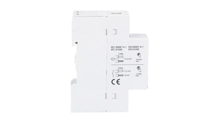 Contattore Lovato CN3220220, 2 poli 2 NA, corrente 32 A, tensione bobina 220-230 V, montaggio su guida DIN, dimensioni 65x17.5x85 mm.