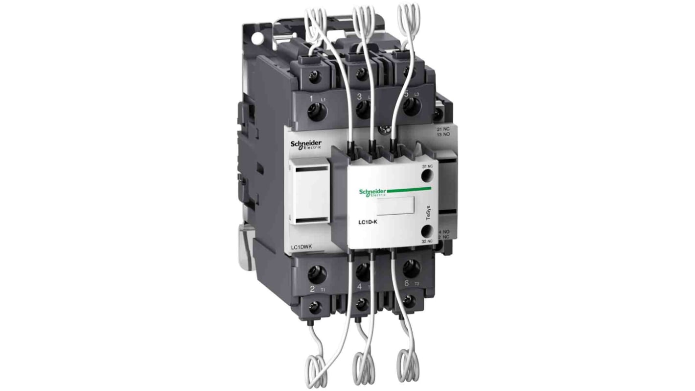 Contattore Schneider Electric LC1DWK12M7, 3 poli, 3 contatti NA, tensione bobina 220 V c.a., montaggio su guida DIN.