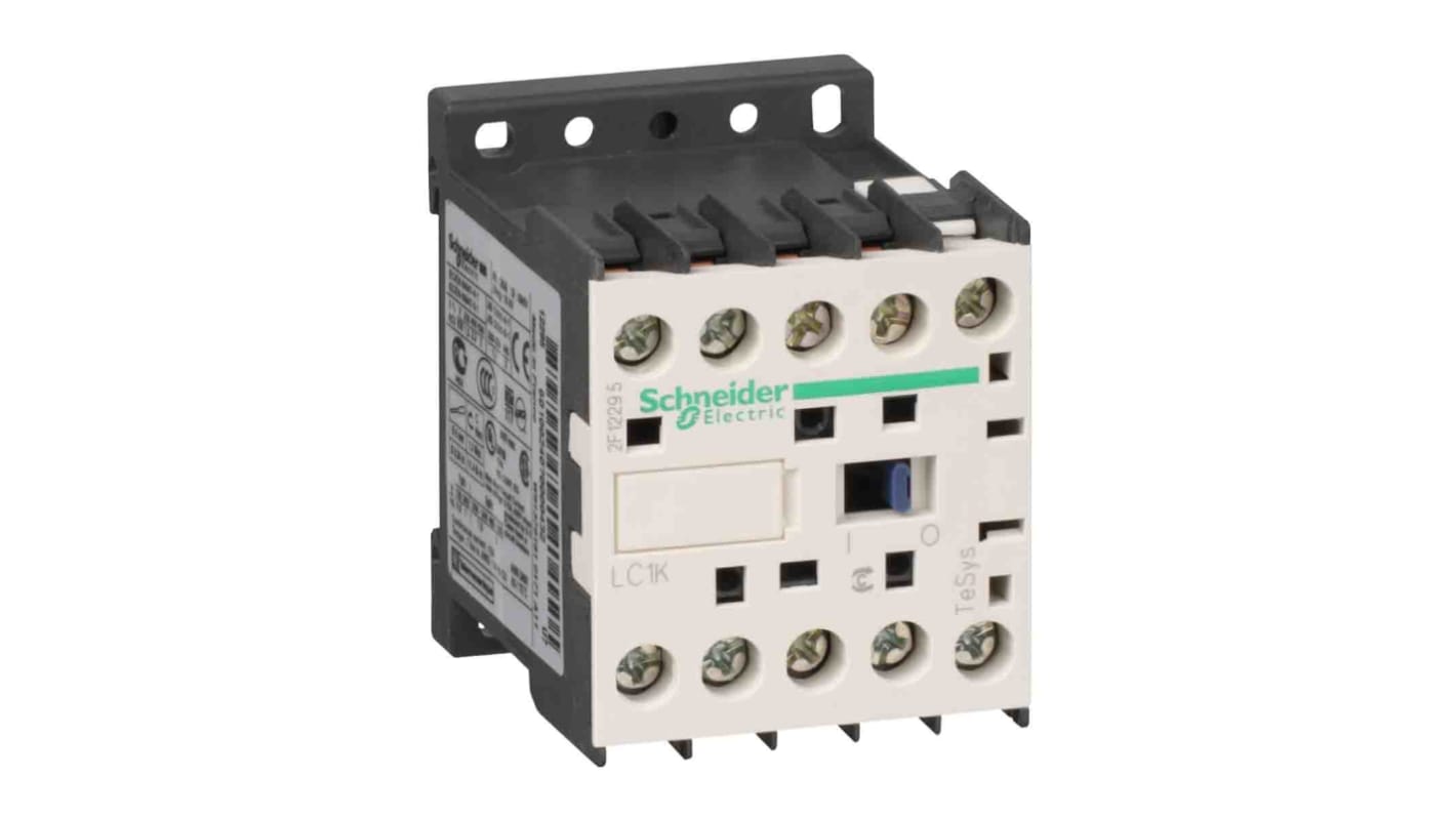 Contattore Schneider Electric LC1K1201M7, 3 poli, 3 contatti NA, montaggio su guida DIN, corrente 20 A, tensione 220 V c.a.