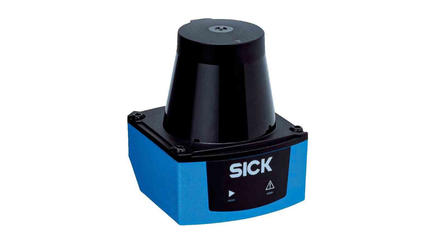 Scanner laser di sicurezza Sick TIM100-3010200, modello TiM1xx, rilevamento fino a 15,7 m², dimensioni 75,8 x 60 x 60 mm.