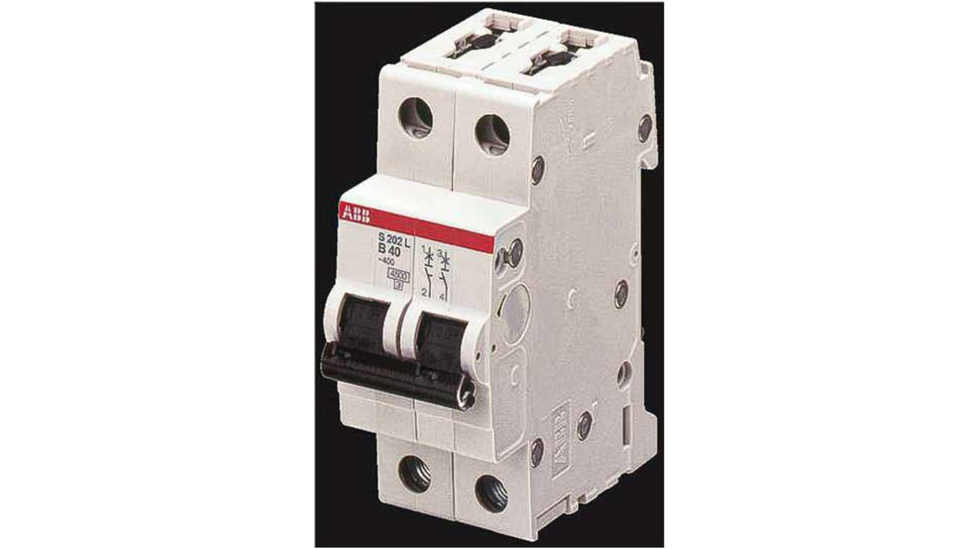 Interruttore magnetotermico ABB 350236, 2 poli, 10A, Tipo C, montaggio su guida DIN, larghezza 35mm, conforme a IEC/EN.