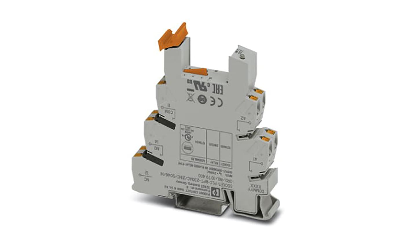 Zoccolo Phoenix Contact 1079400 per terminal block PLC, montaggio su guida DIN, 1 contatto di commutazione, tensione 230 V c.a.