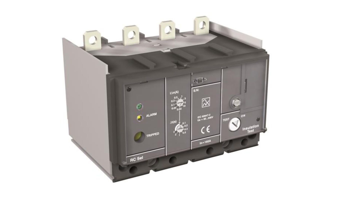 Modulo di rilascio corrente residua ABB 67126 per interruttori automatici XT2 a quattro poli, garantisce monitoraggio sicuro.