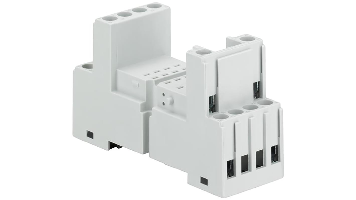 Zoccolo per relè ABB 1SVR405651R3000, compatibile con relè a 2 o 4 contatti, con terminali a vite.