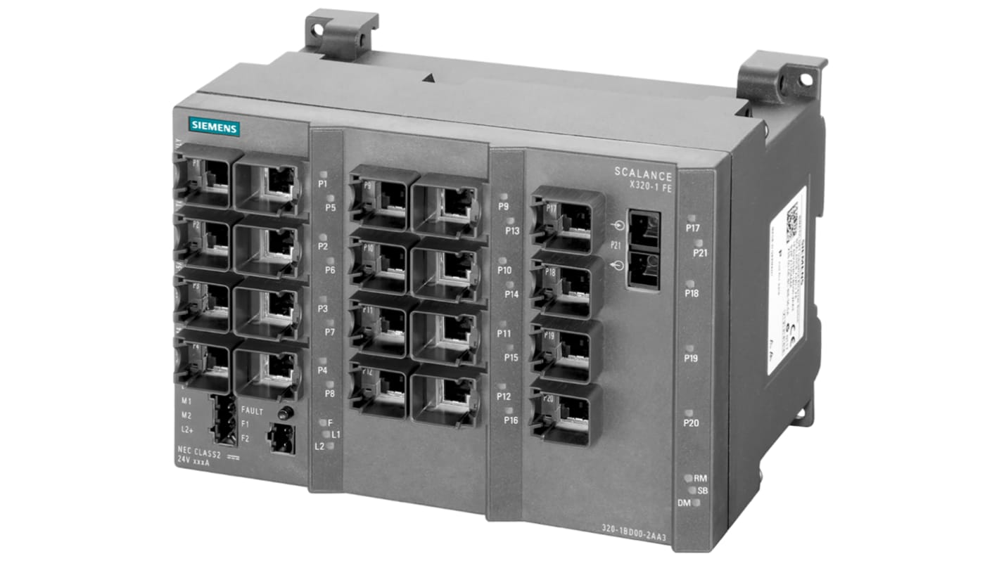 Modulo I/O Siemens 6GK5320-1BD00-2AA3 per PLC S7-1200, montaggio su guida DIN, dimensioni 180 x 130 x 123 mm.