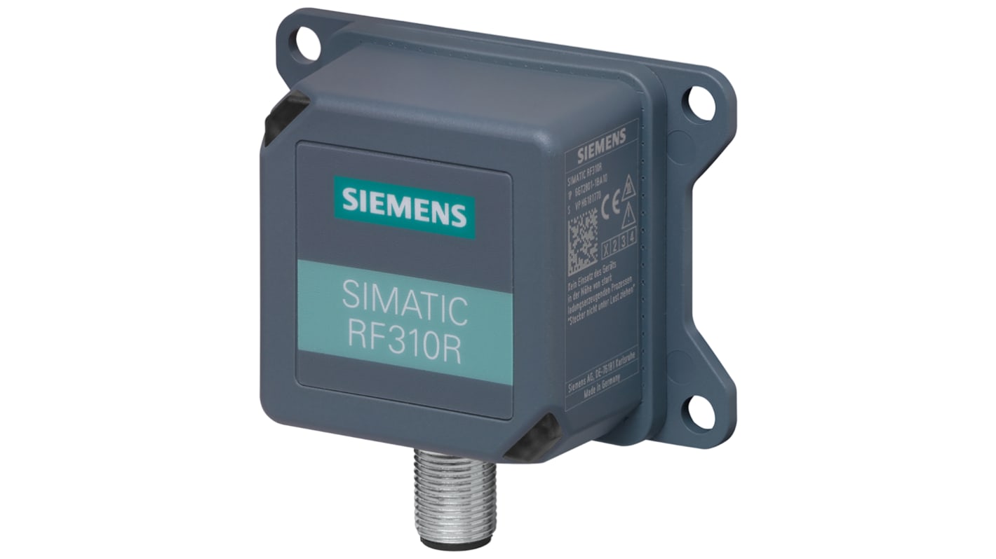 Lettore RFID Siemens 6GT28011BA10, RF310R, rilevamento 60 mm, IP67, dimensioni 110 x 75 x 30 mm, temperatura -25/+70 °C.