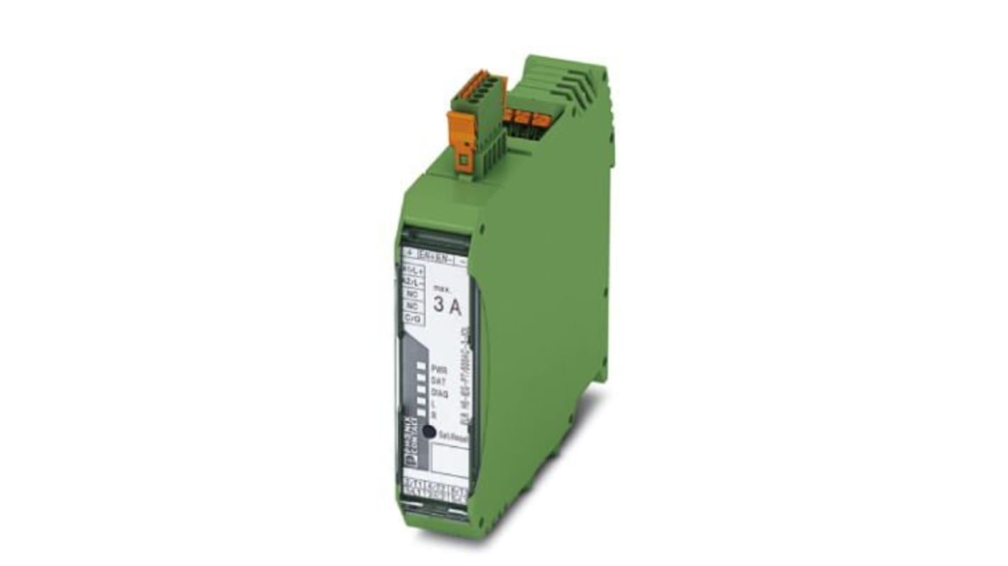 Starter per motore ibrido Phoenix Contact 2908669, montaggio su guida DIN, 24 V c.c., dimensioni 127 x 22,5 x 114 mm.