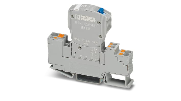 Interruttore termico Phoenix Contact 2800843, 1 polo, 10A, montaggio su guida DIN, dimensioni 45x12,3x52 mm.