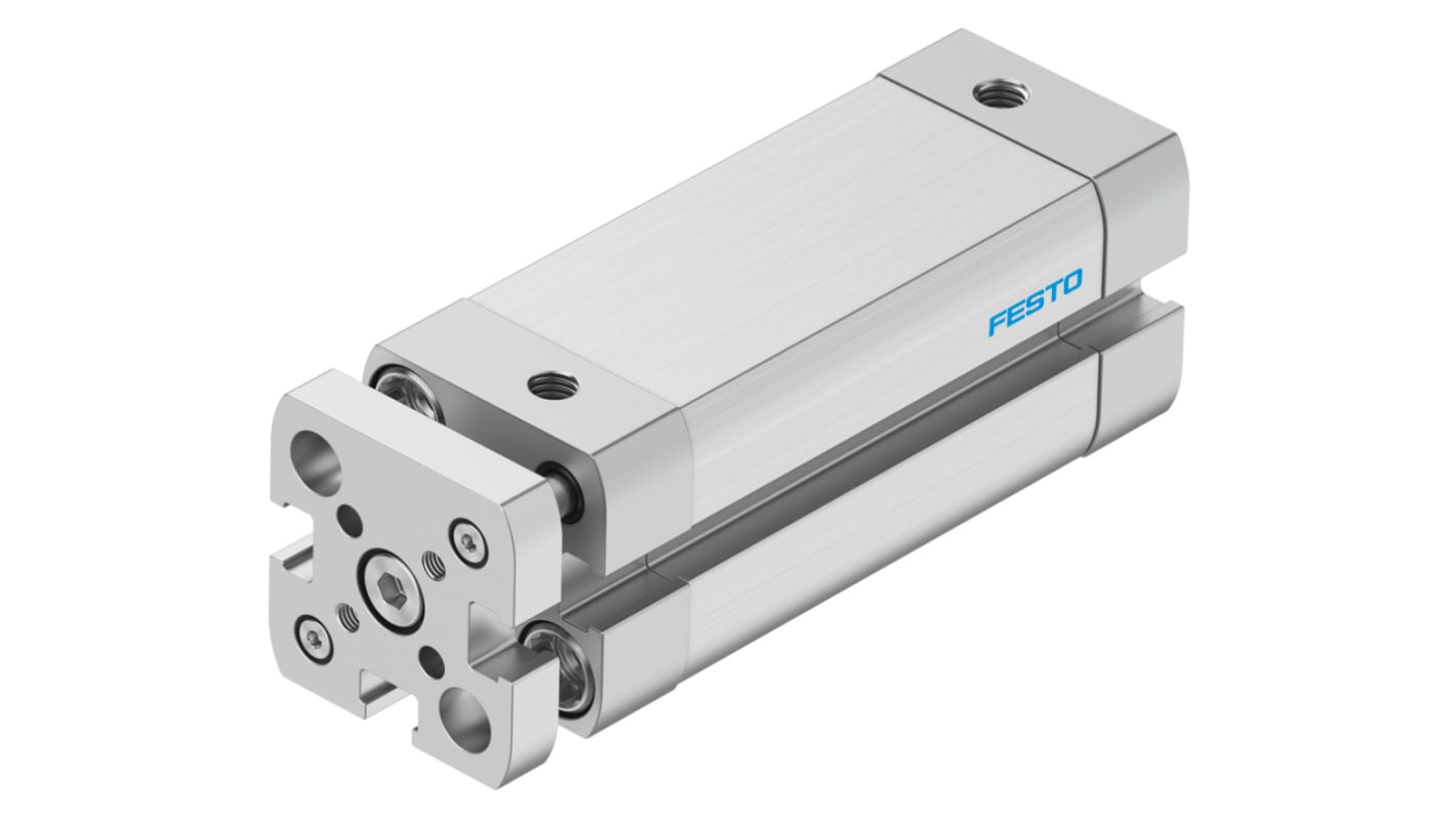 Cilindro pneumatico Festo ADNGF-16-40-P-A, doppio effetto, foro 16 mm, corsa 40 mm, pressione fino a 10 bar, ammortizzazione elastica.