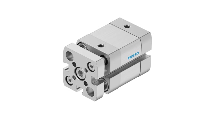 Cilindro pneumatico compatto Festo ADNGF-20-10-P-A, foro 20 mm, corsa 10 mm, doppio effetto, collegamento M5.