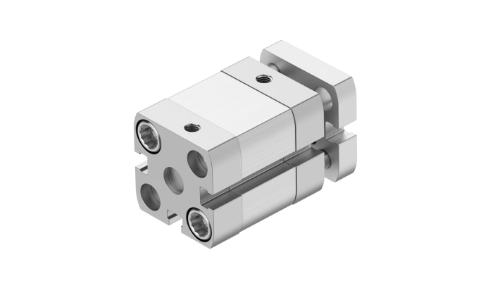Cilindro pneumatico compatto Festo ADNGF-20-10-P-A, foro 20 mm, corsa 10 mm, doppio effetto, collegamento M5.
