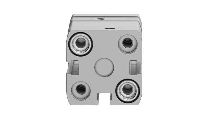 Cilindro pneumatico compatto Festo ADNGF-20-10-P-A, foro 20 mm, corsa 10 mm, doppio effetto, collegamento M5.