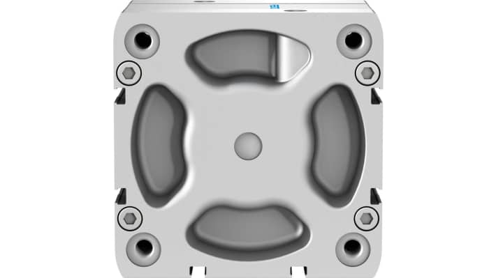 Cilindro pneumatico compatto Festo ADN10010IPA, doppio effetto, foro 100mm, corsa 10mm, assemblabile in diverse posizioni.