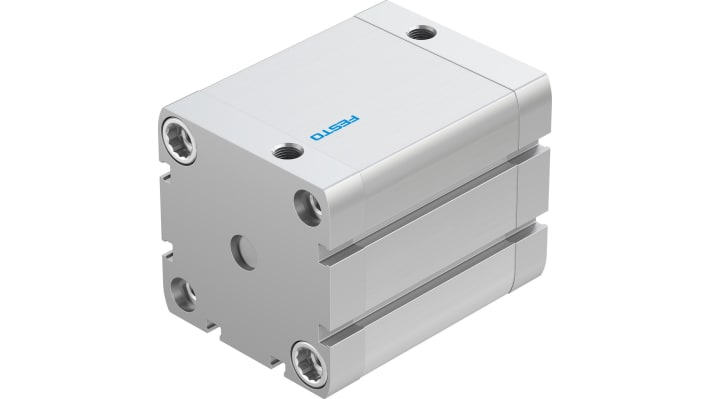 Cilindro pneumatico Festo ADN-63-50-A-P-A, doppio effetto, foro 63 mm, corsa 50 mm, pressione massima 10 bar, peso 1.1 kg.