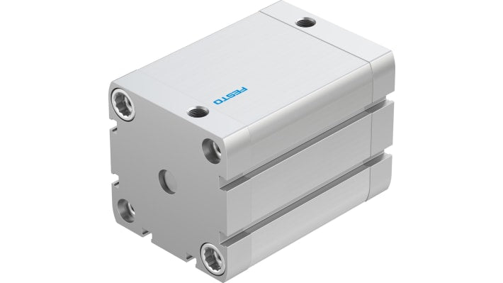 Cilindro pneumatico compatto Festo ADN-63-60-A-P-A, doppio effetto, foro 63 mm, corsa 60 mm, pressione massima 10 bar.