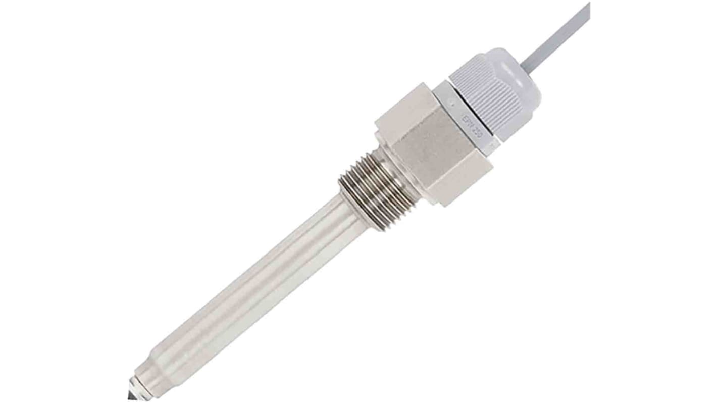 Sensore di livello WIKA 31134006 OLS-C02, montaggio a pannello, uscita PNP, alimentazione 12-32 V CC, corpo in acciaio INOX, lunghezza 65 mm.